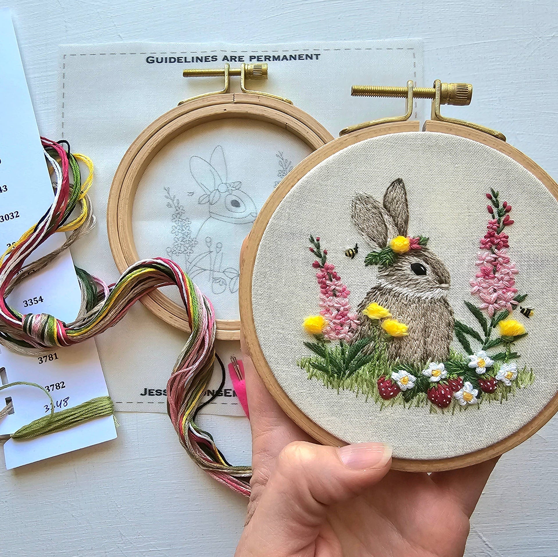 Berry Patch Bunny Embroidery Kit by Jessica Long