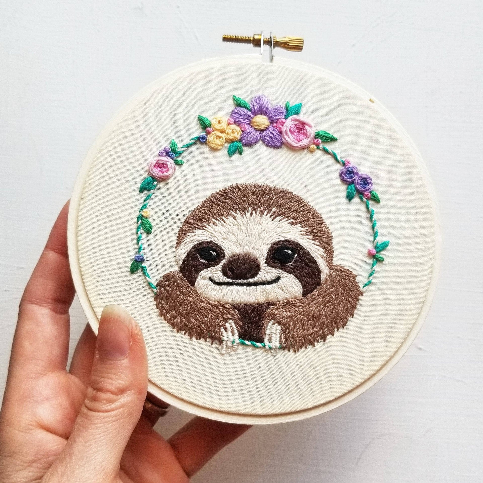 Smiling Sloth Embroidery Kit by Jessica Long