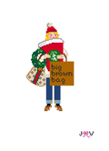 Christmas Shopper Blonde Needlepoint  by Jennifer Vallez
