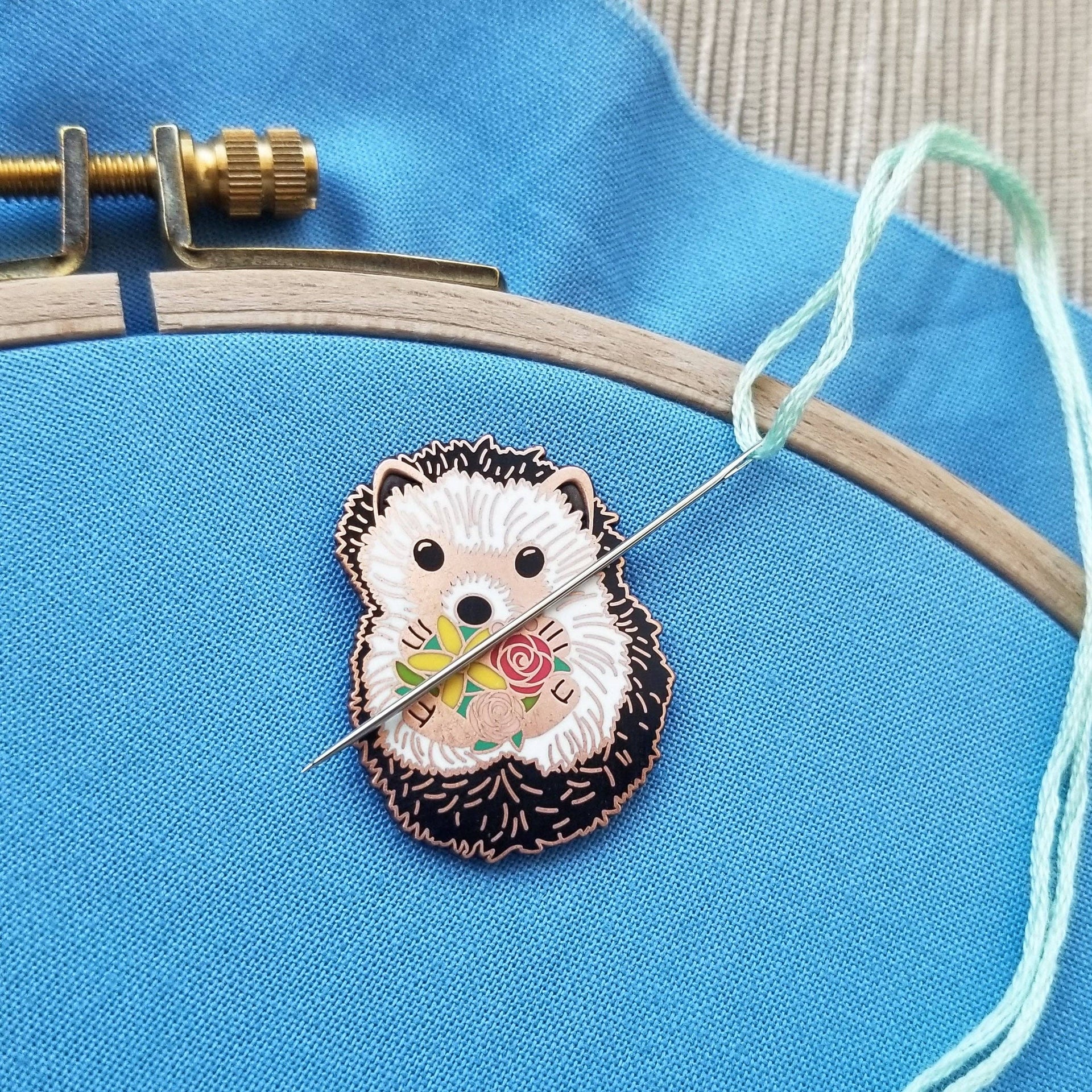 Hedgehog Enamel Needle Minder by Jessica Long