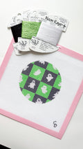 Checkered Ghost Round Halloween Needlepoint Canvas