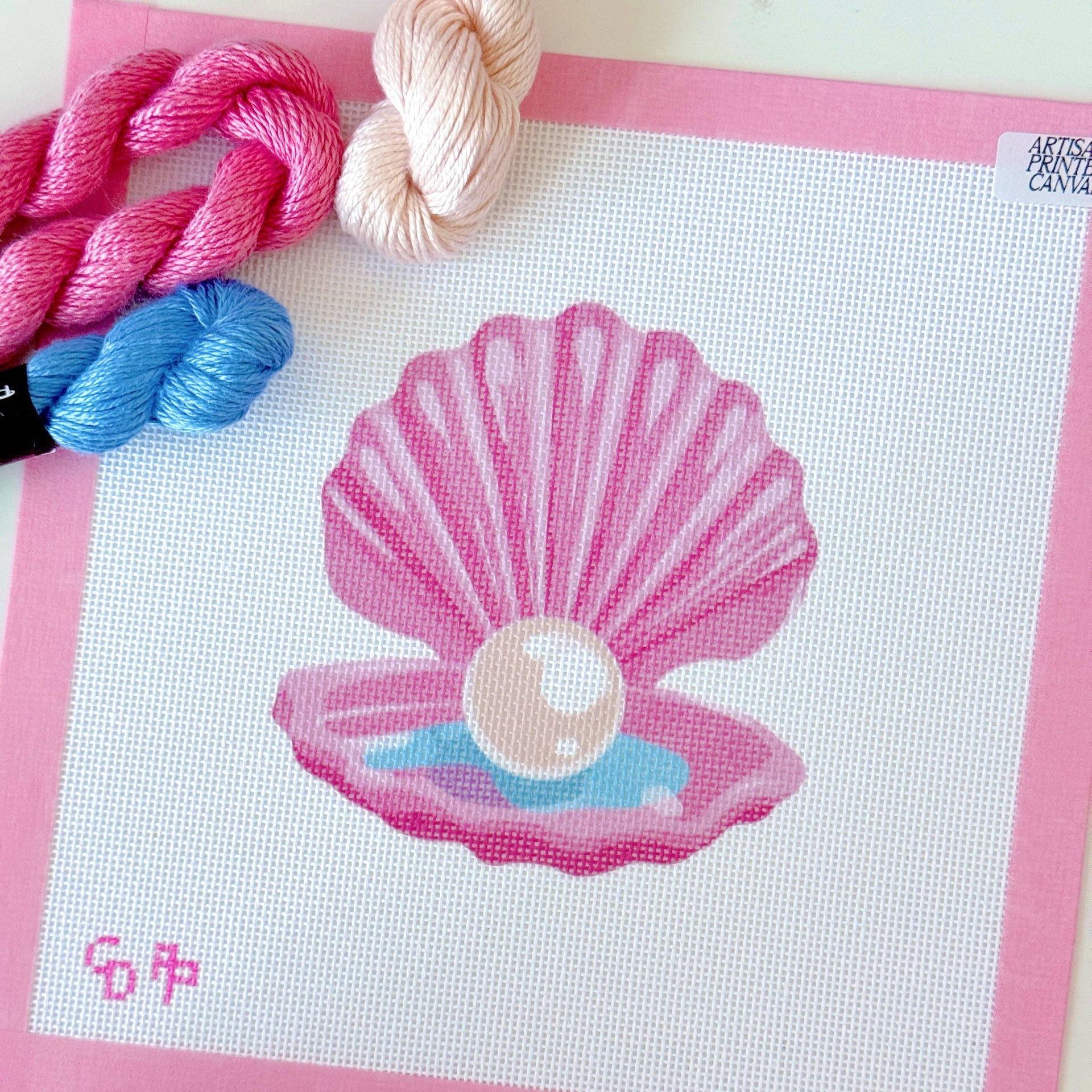 Pink Pearl Shell Needlepoint Canvas