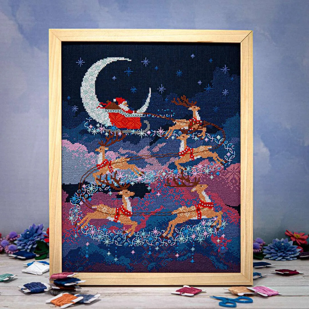 Santa's Moonlit Ride Cross Stitch Chart