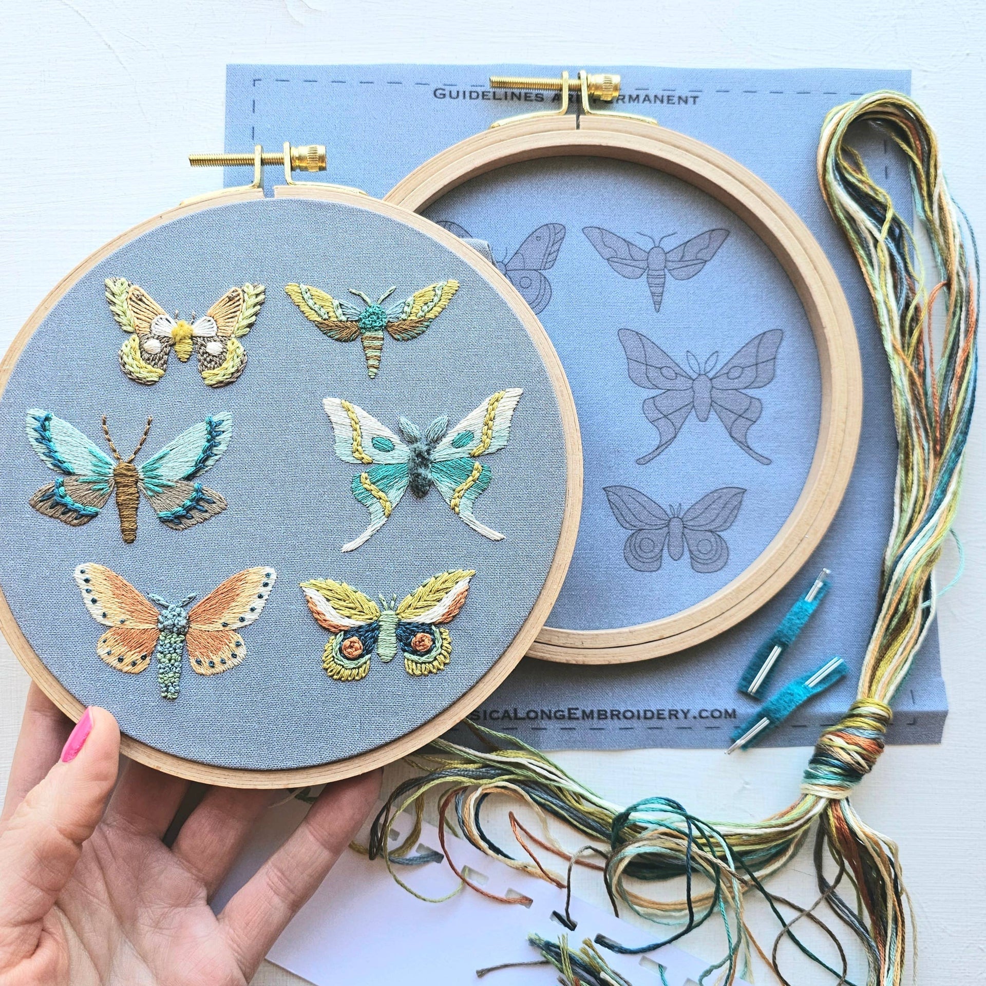 Moth Sampler Embroidery Kit by Jessica Long