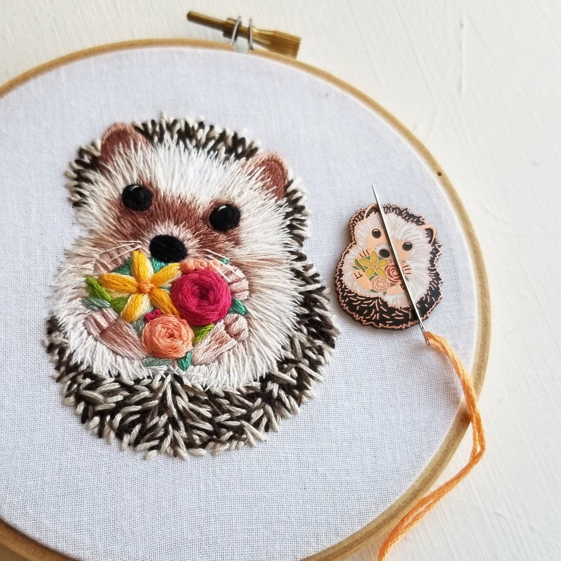 Hedgehog Enamel Needle Minder by Jessica Long