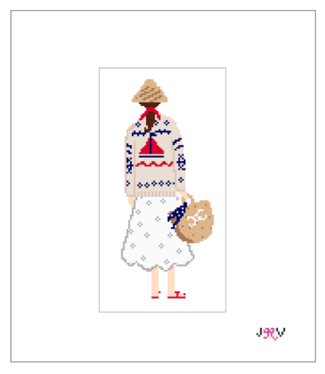 Sailboat Girl Needlepoint Canvas by Jennifer Vallez