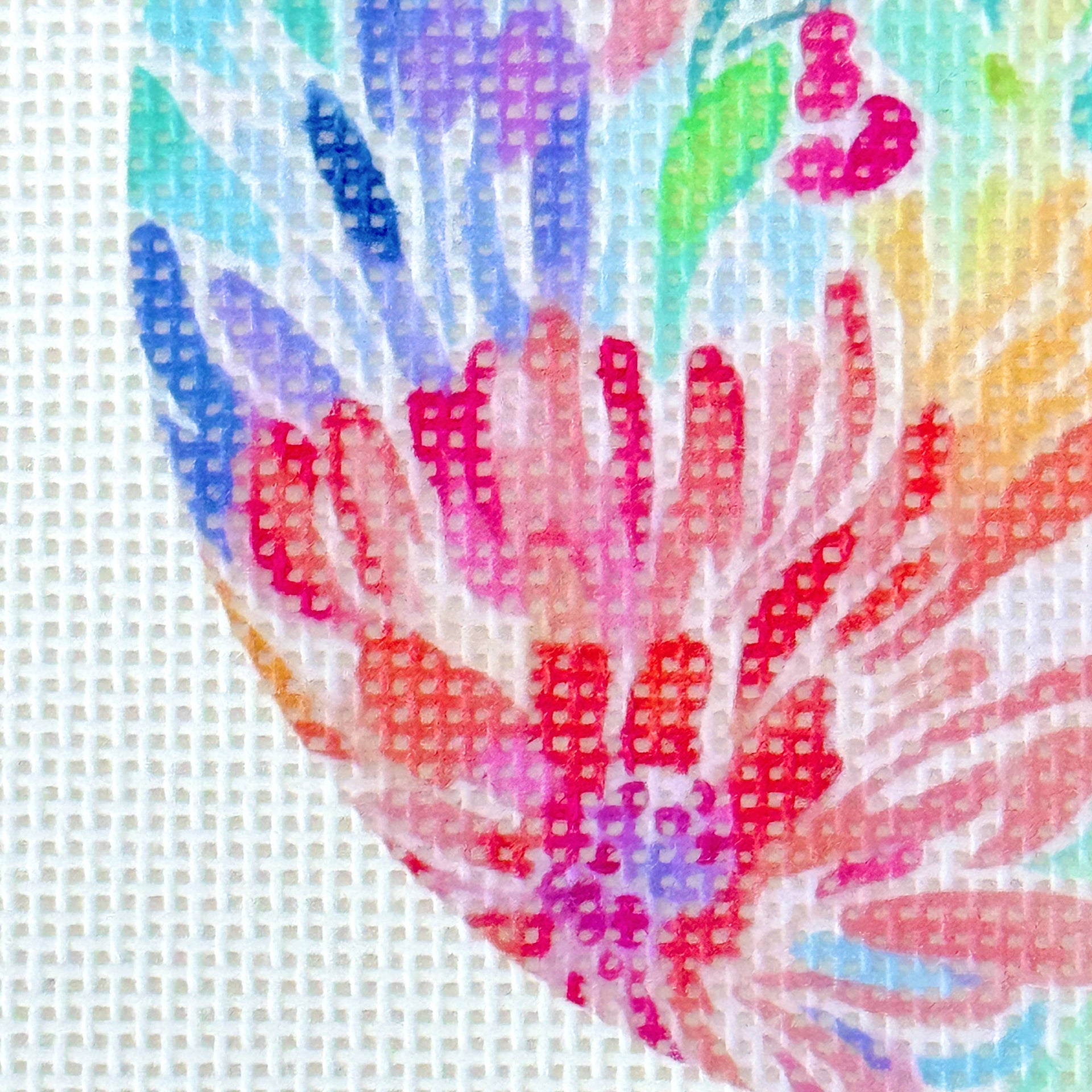 Floral Round Ornament Needlepoint Canvas