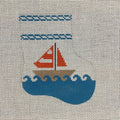 Sailboat Mini Sock Needlepoint Canvas
