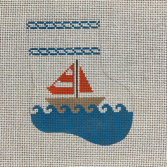 Sailboat Mini Sock Needlepoint Canvas