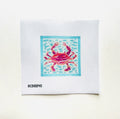 Pink Crab on Blue Square Needlepoint Canvas