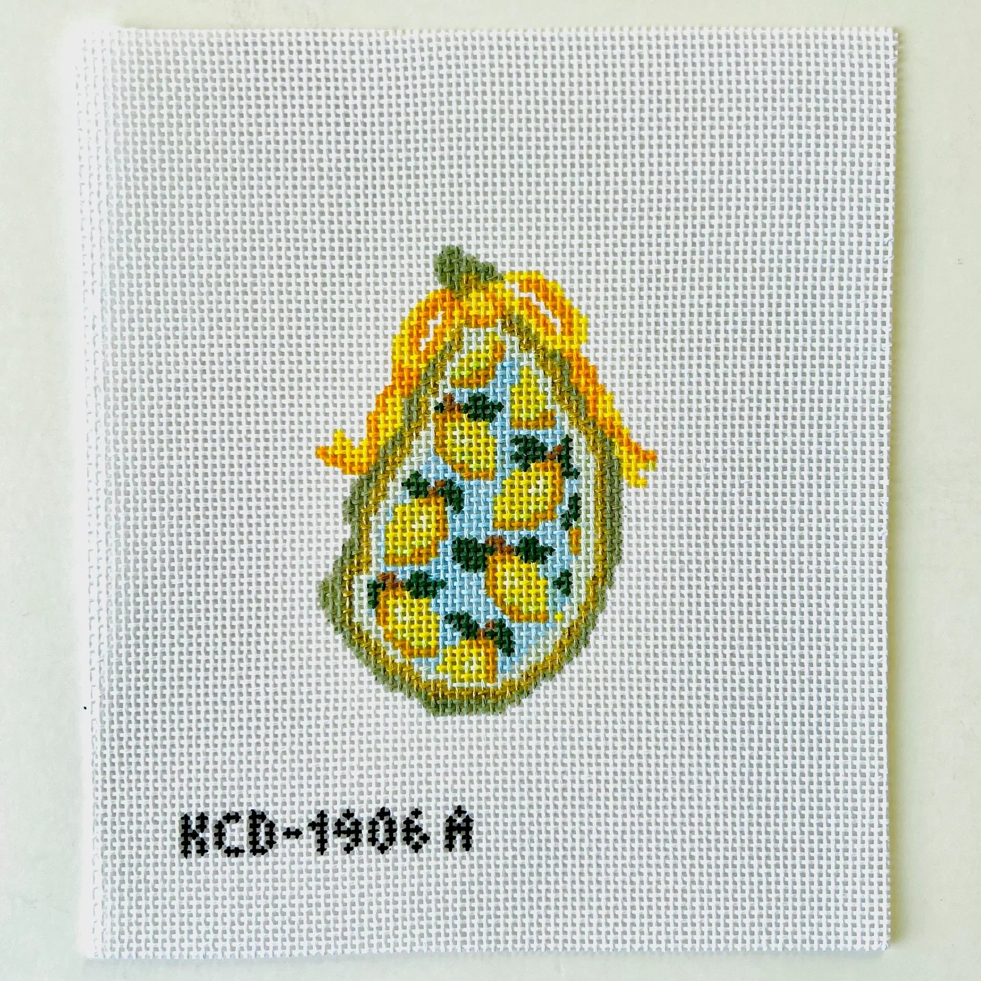 Lemons Gilded Oyster Needlepoint Canvas
