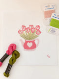 Heart Flower Teapot Needlepoint Canvas