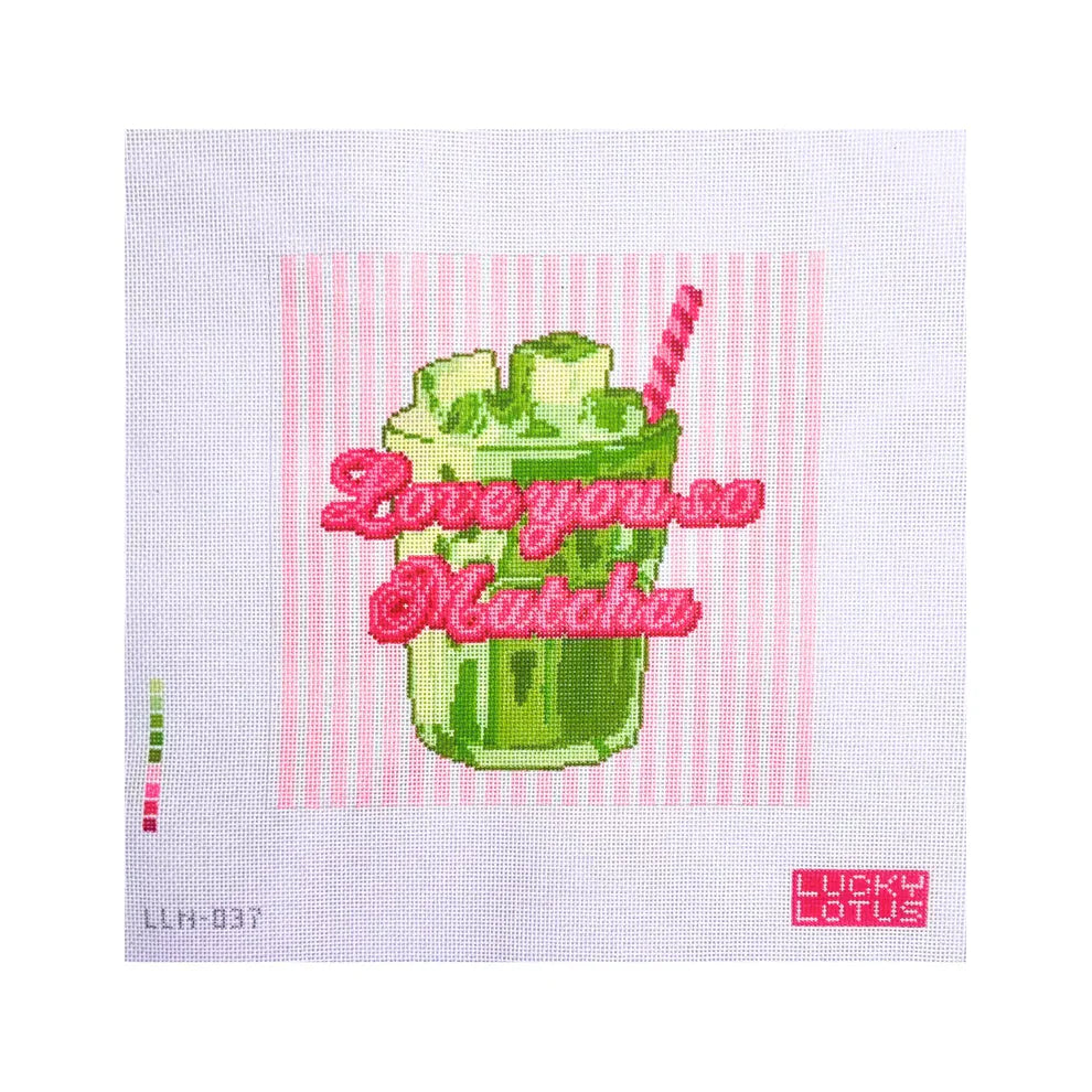 Love You So Matcha Handpainted Needlepoint Canvas