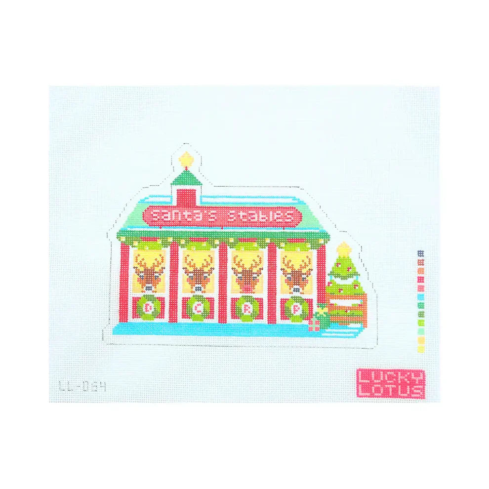 Santa's Stables Christmas Village Needlepoint Canvas