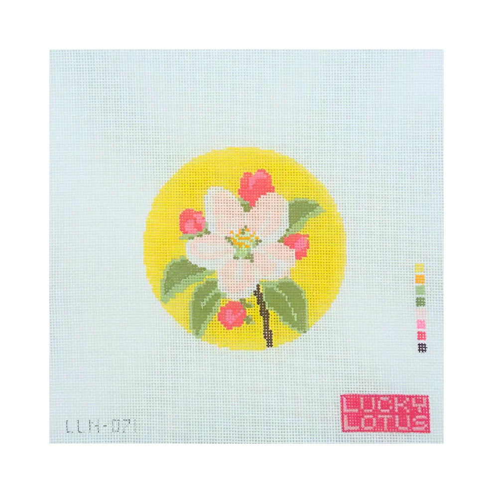 Flowers of America: Apple Blossom Arkansas & Michigan Needlepoint Canvas