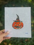 Vintage Witch Pumpkin Needlepoint Canvas