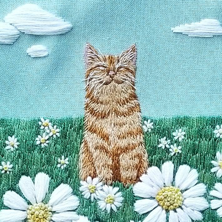 Happy Cat Embroidery Kit by Jessica Long