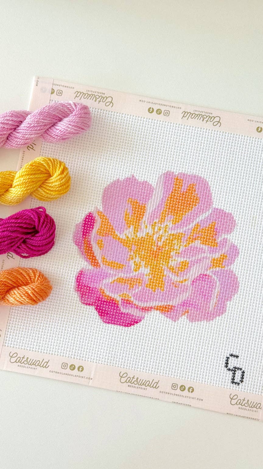 Pink Flower Needlepoint Canvas