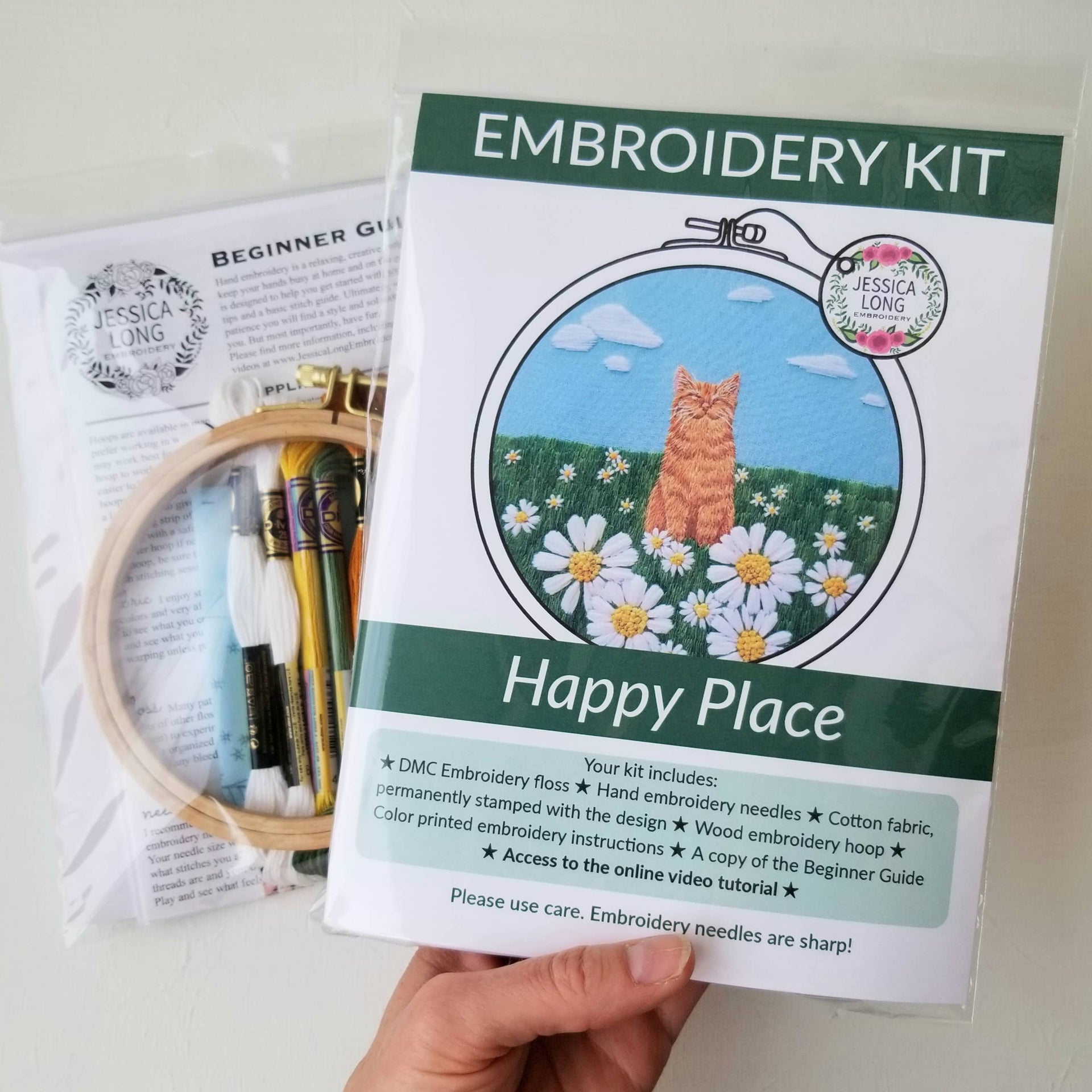 Happy Cat Embroidery Kit by Jessica Long