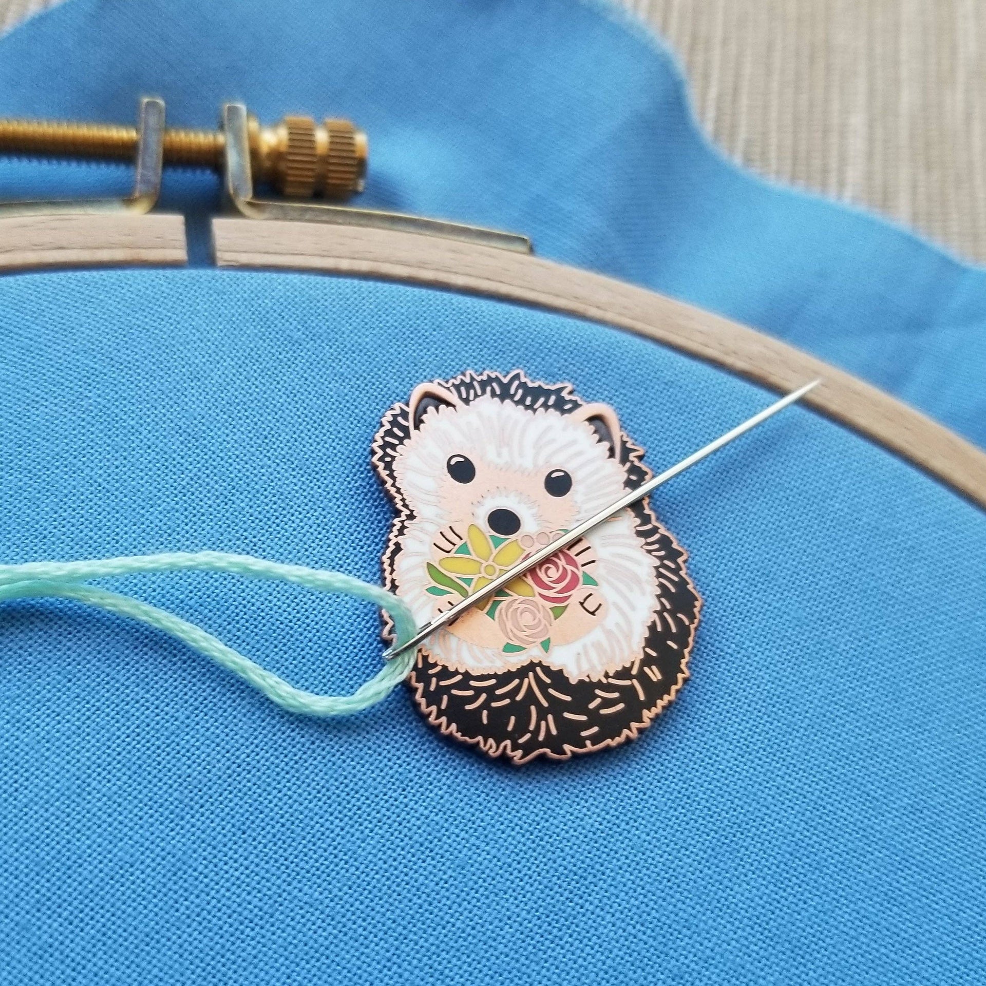 Hedgehog Enamel Needle Minder by Jessica Long