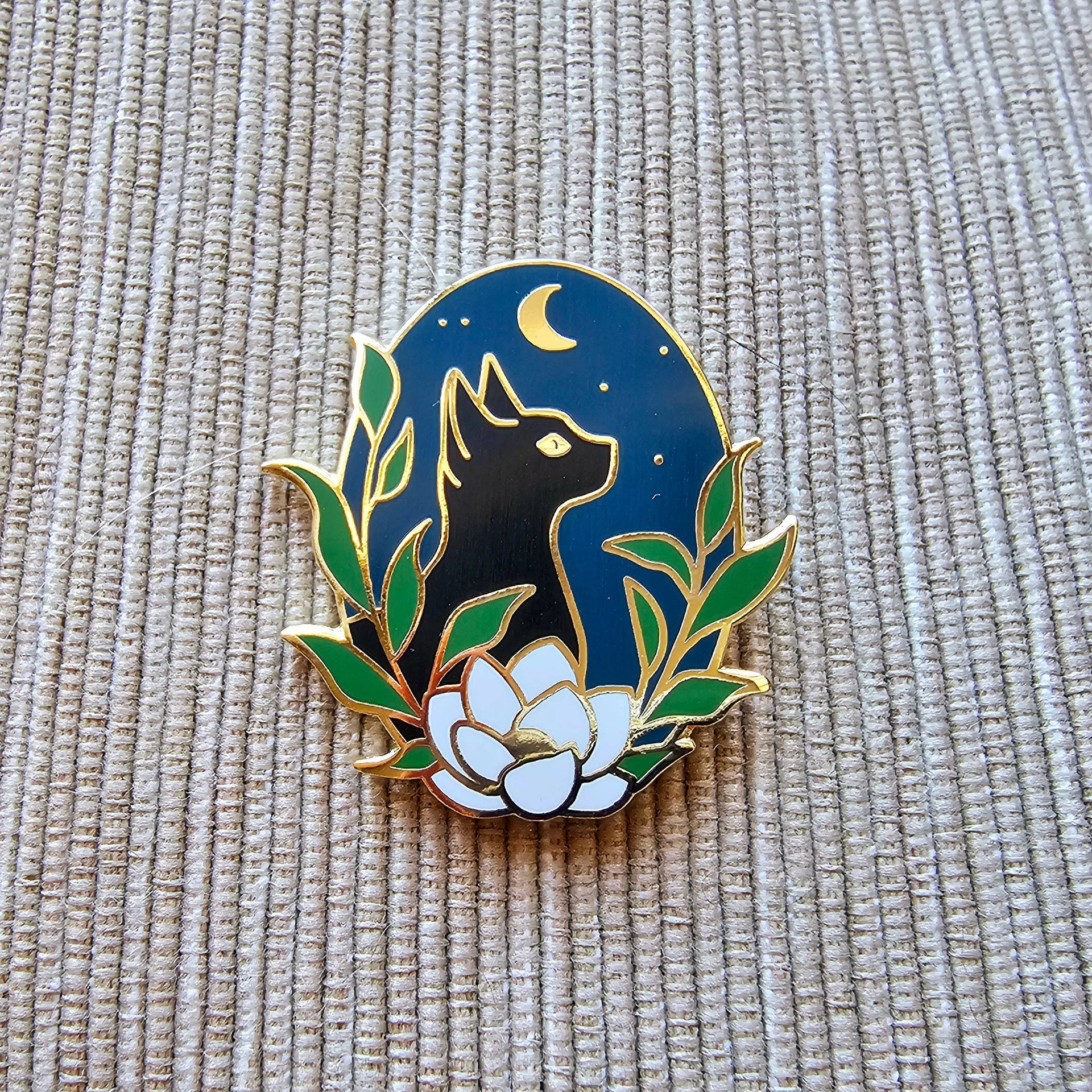 Black Cat Enamel Needle Minder by Jessica Long