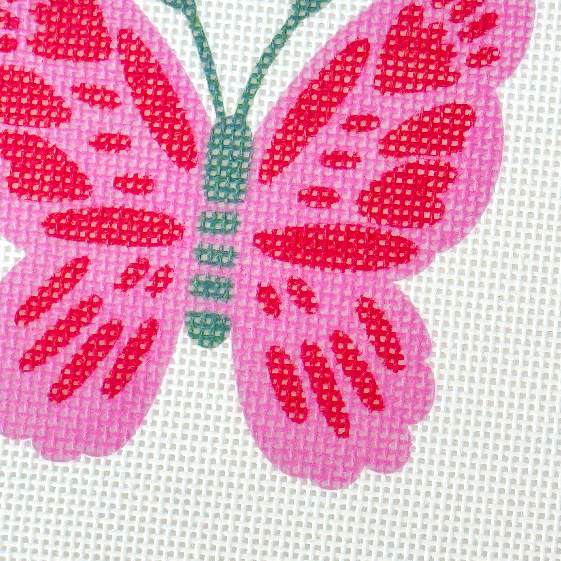 Pink Red Butterfly Needlepoint Canvas