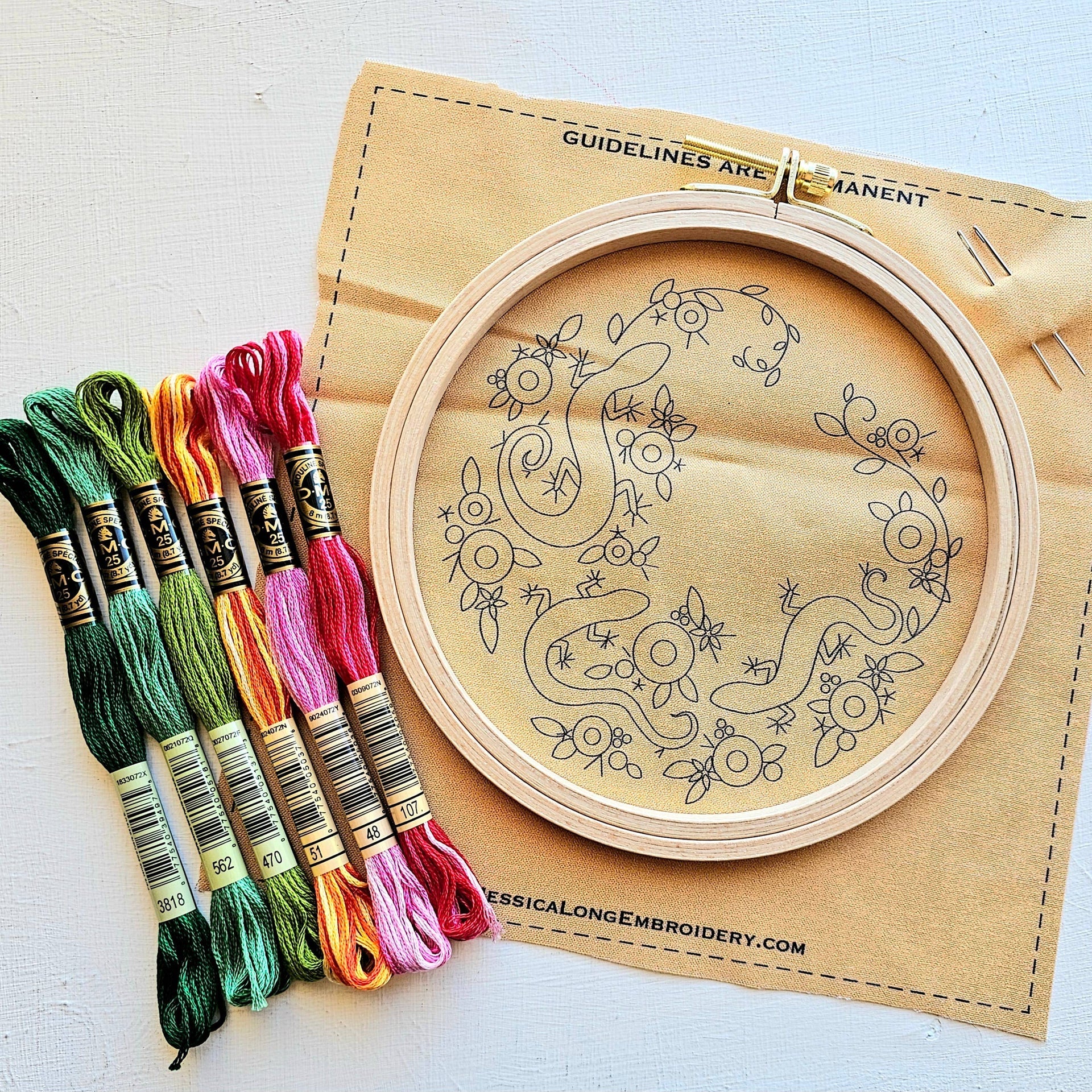 Backyard Geckos Embroidery Kit by Jessica Long
