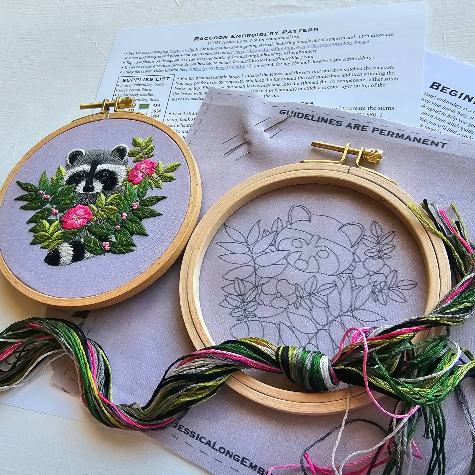 Raccoon Embroidery Kit by Jessica Long