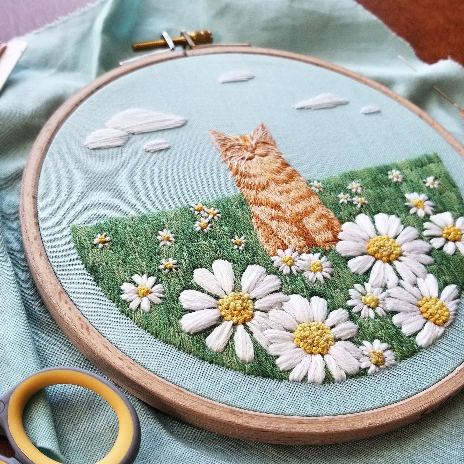 Happy Cat Embroidery Kit by Jessica Long