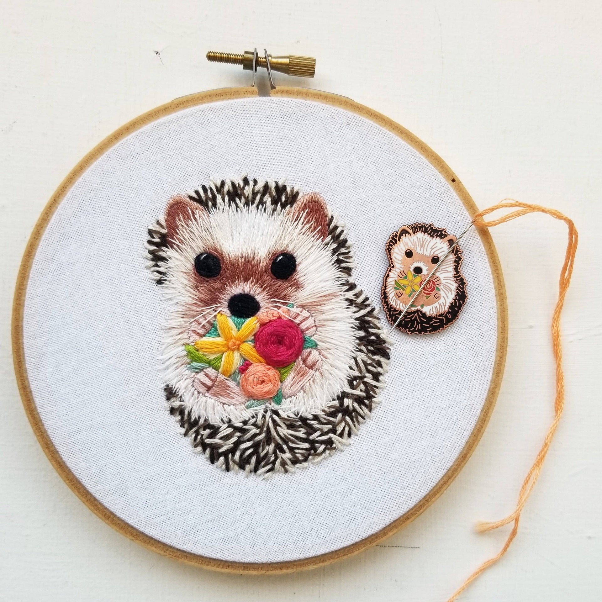 Hedgehog Enamel Needle Minder by Jessica Long
