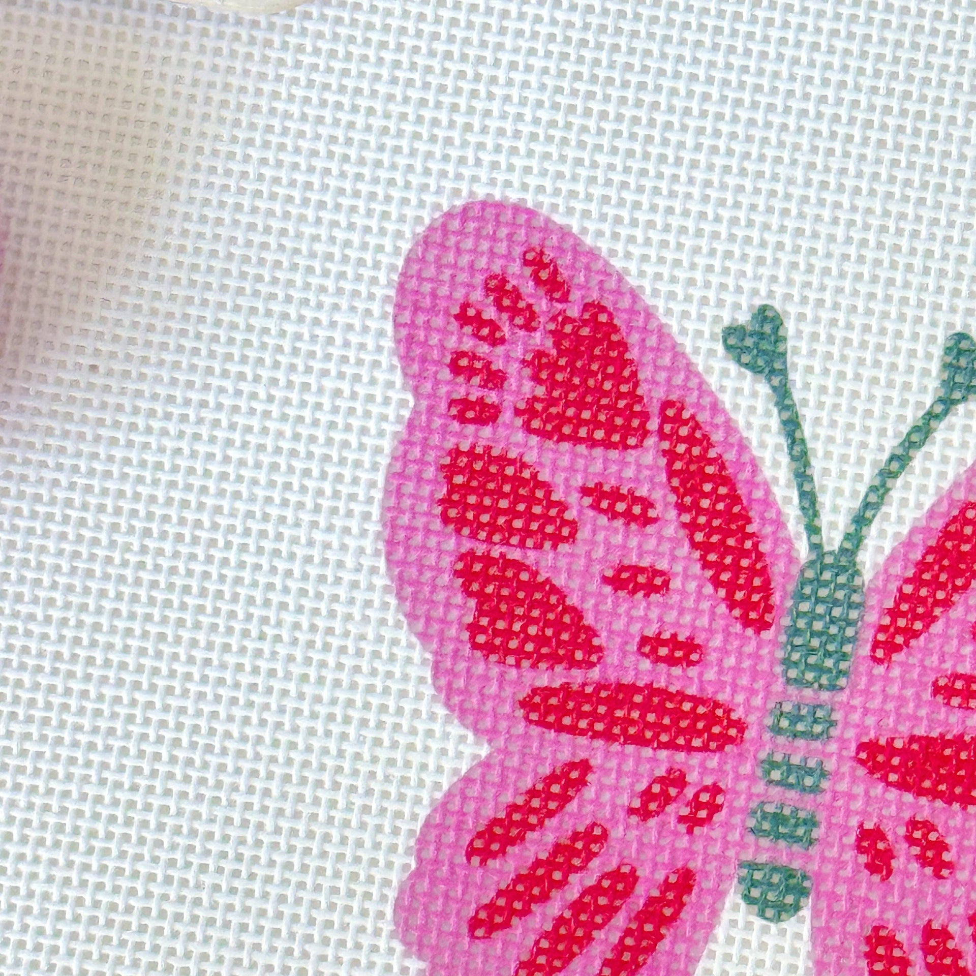 Pink Red Butterfly Needlepoint Canvas