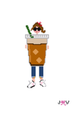 Iced Coffee Brunette Girl Needlepoint Canvas by Jennifer Vallez