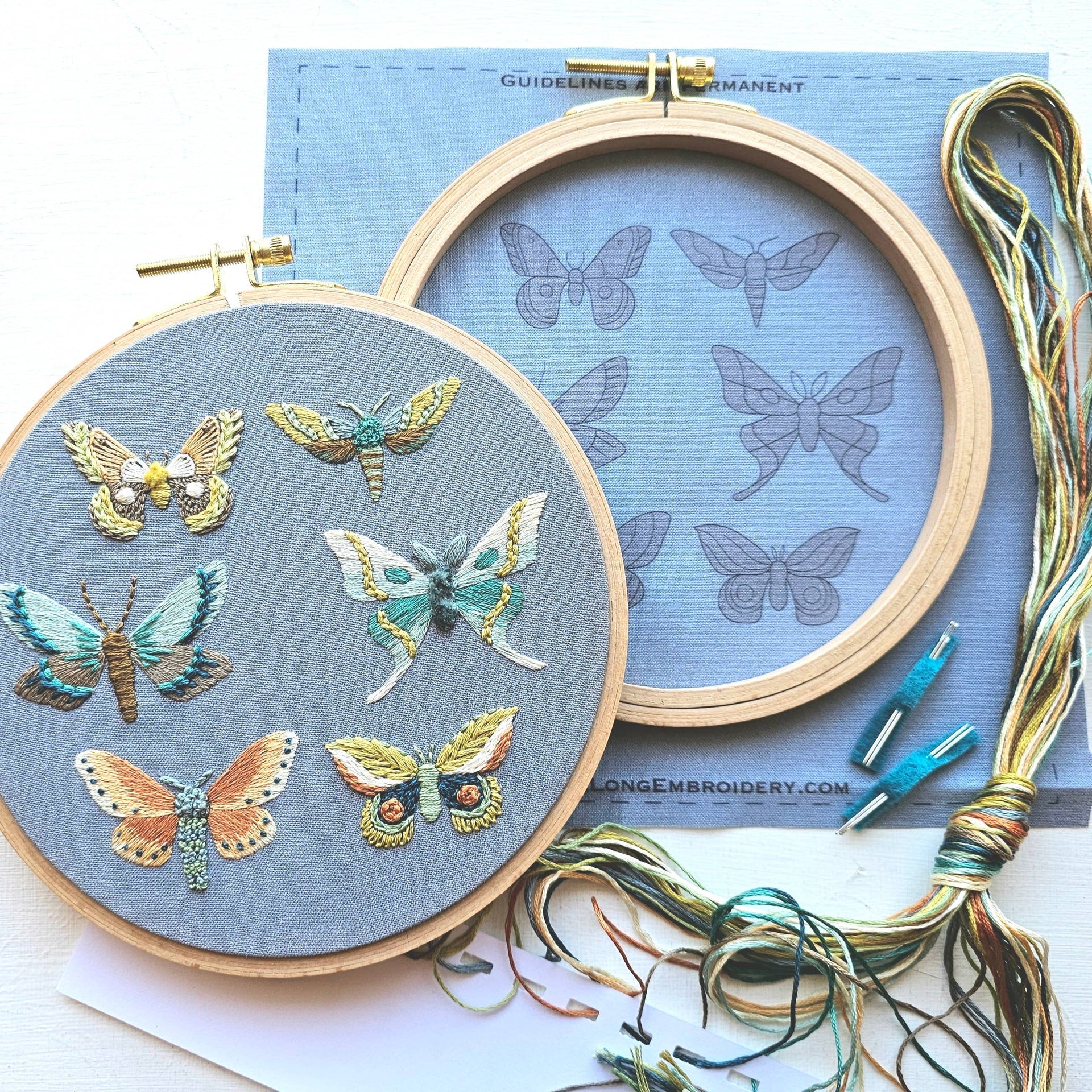 Moth Sampler Embroidery Kit by Jessica Long