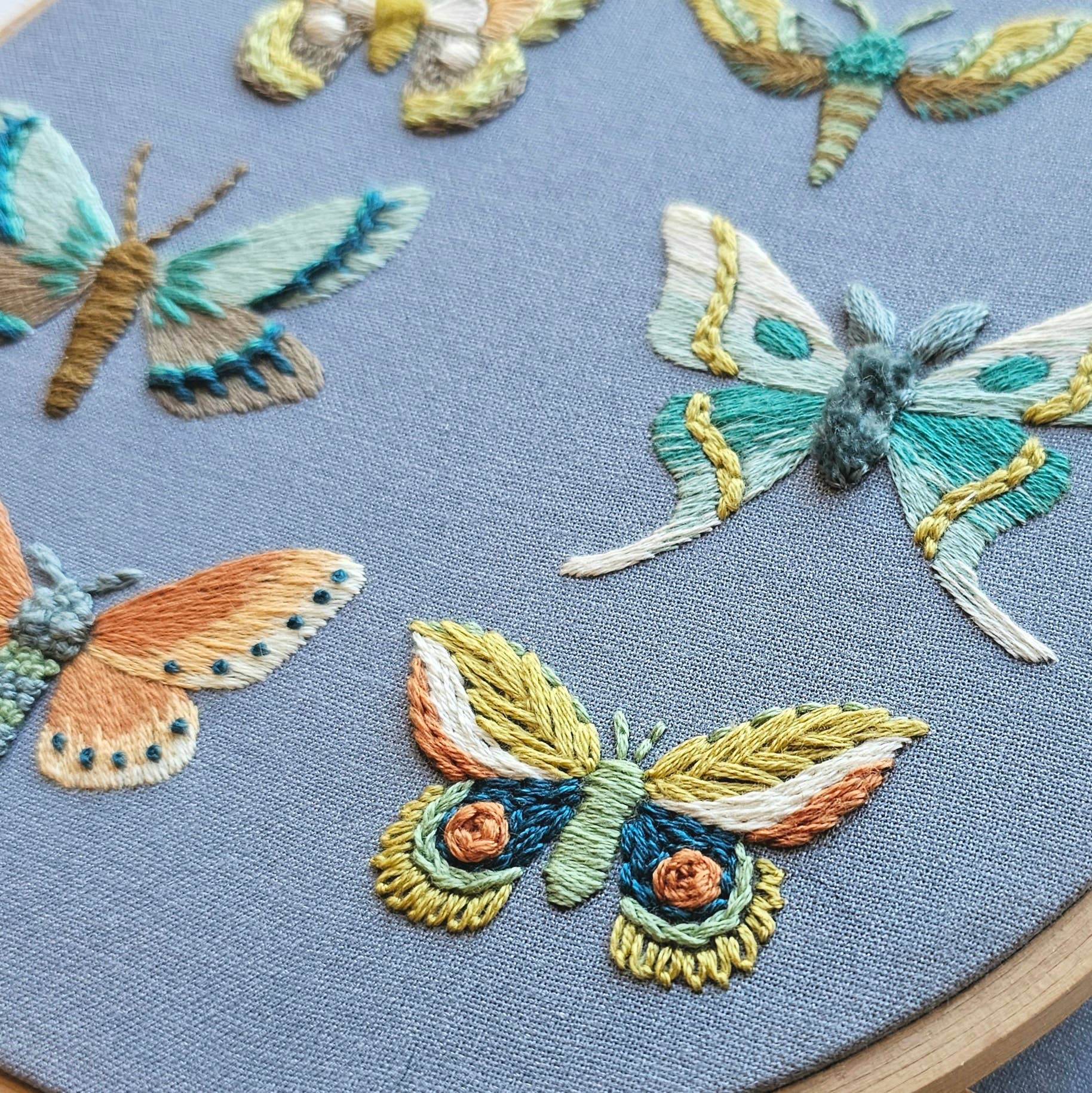 Moth Sampler Embroidery Kit by Jessica Long