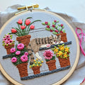 Catnap with Flowers Embroidery Kit by Jessica Long